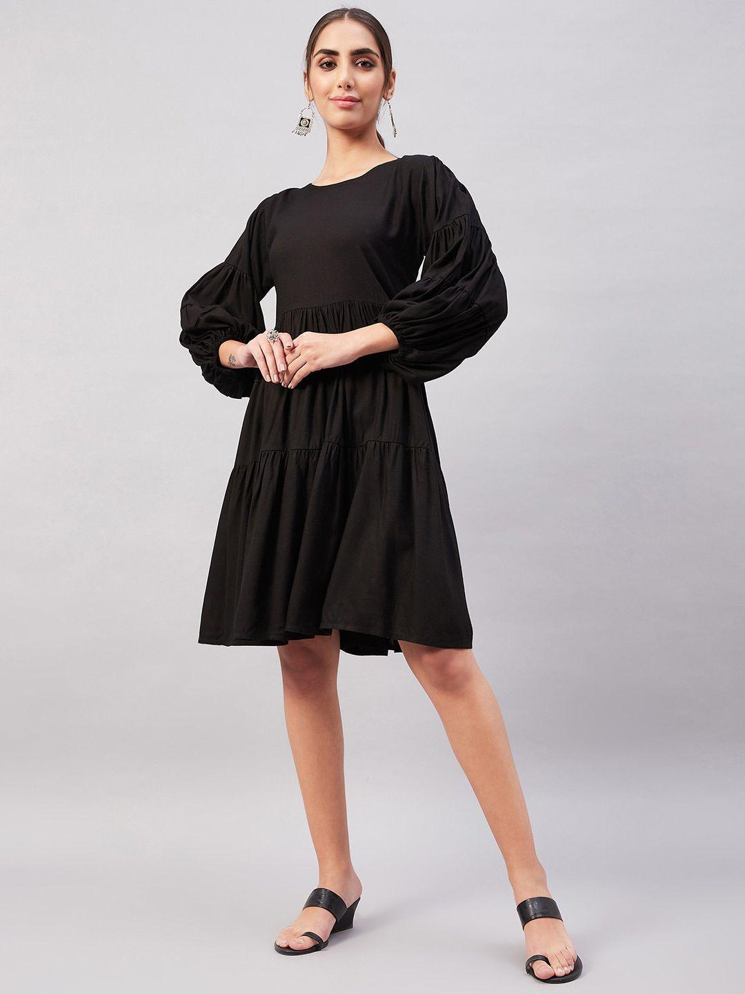 inweave tiered puff sleeve dress