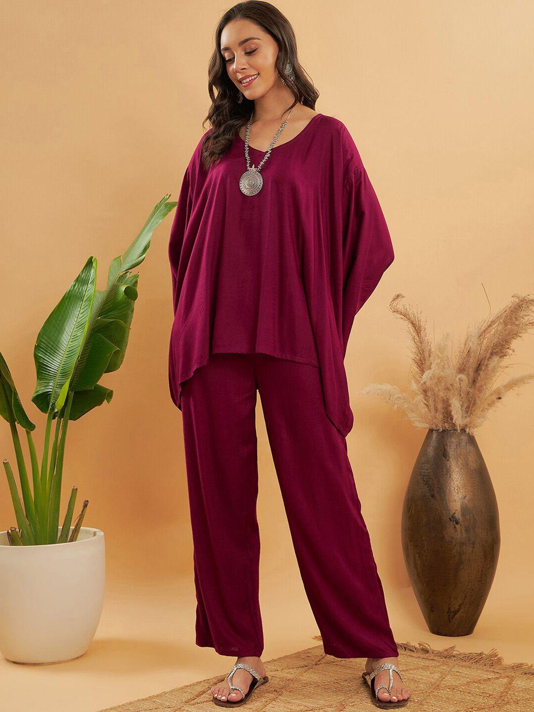 inweave v-neck long sleeves top with trousers