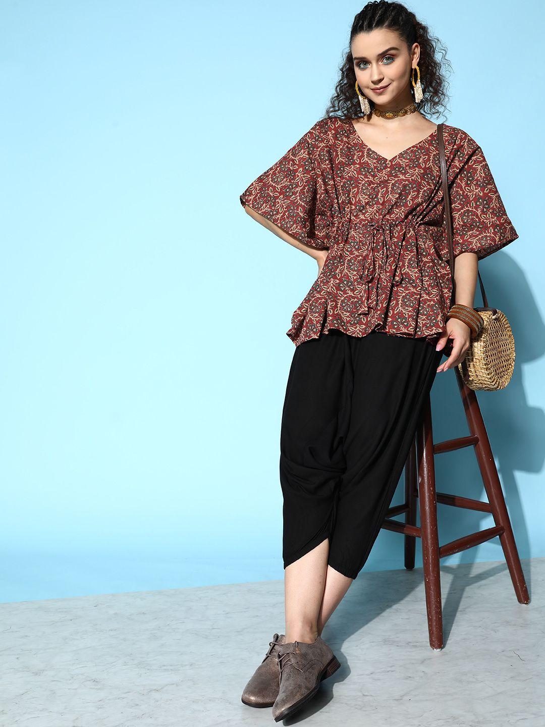 inweave woman kalamkari kaftan top & harem co-ord set