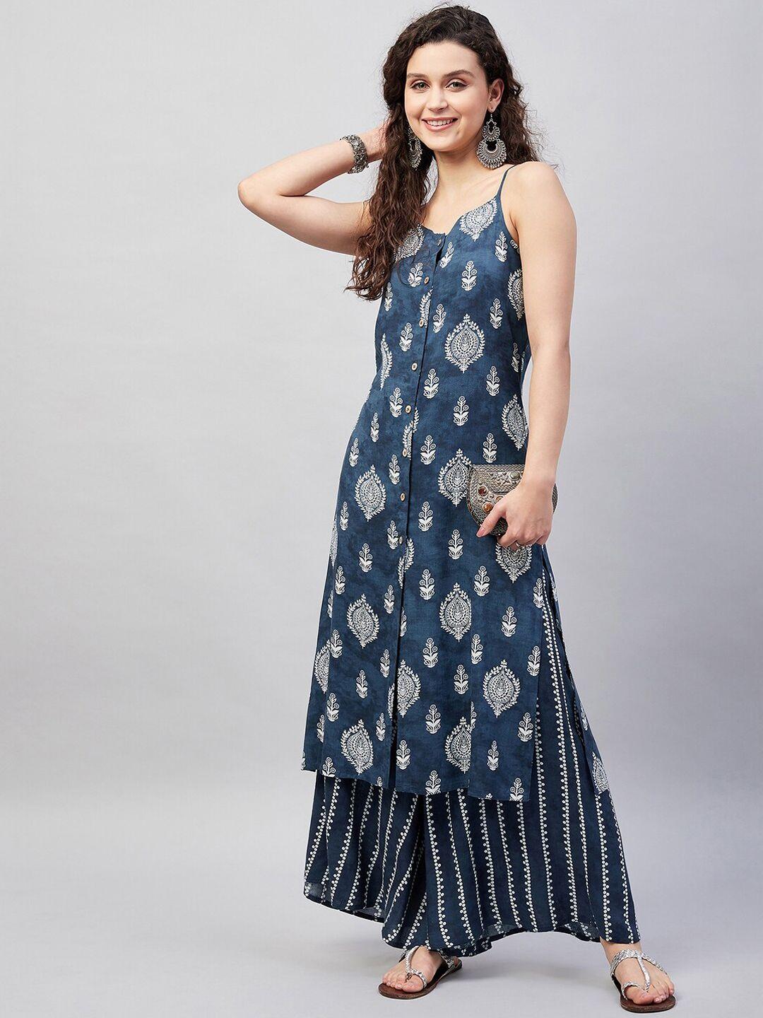 inweave women ethnic motifs printed kurta with palazzos