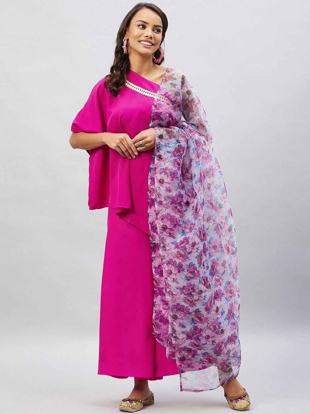 inweave women magenta kurta with palazzos & with dupatta