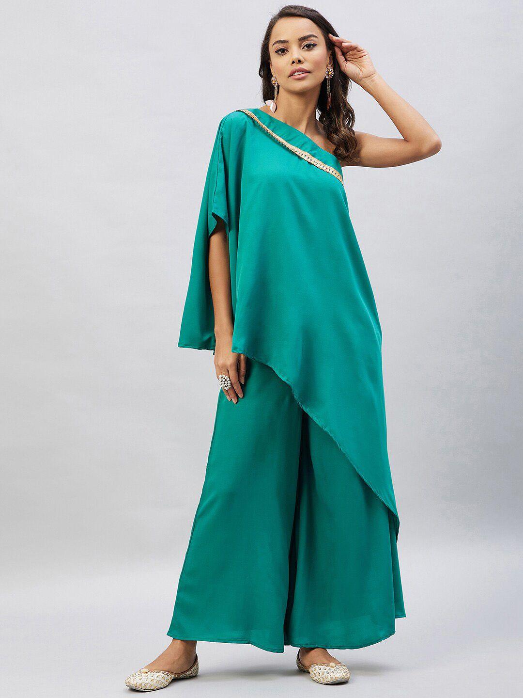 inweave women teal kurta with palazzos