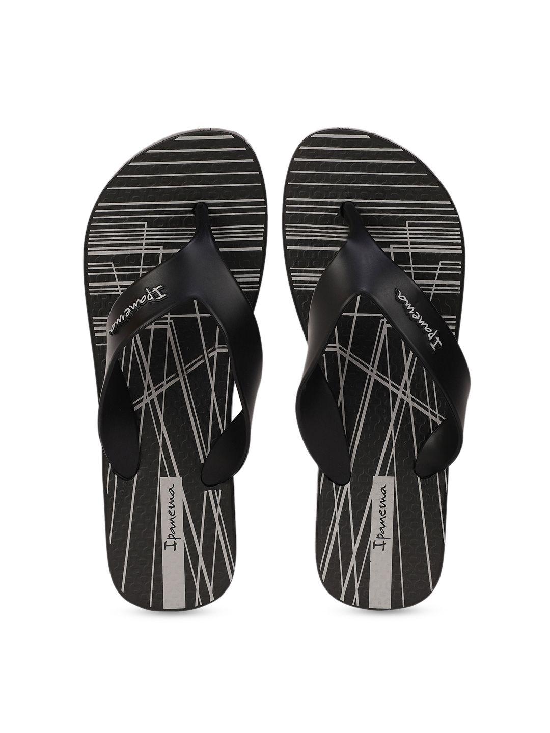 ipanema men black & off-white printed thong flip-flops