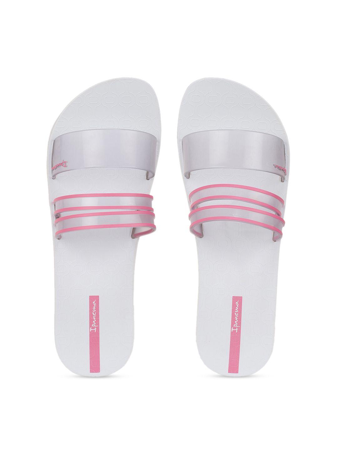 ipanema women off-white & pink solid sliders
