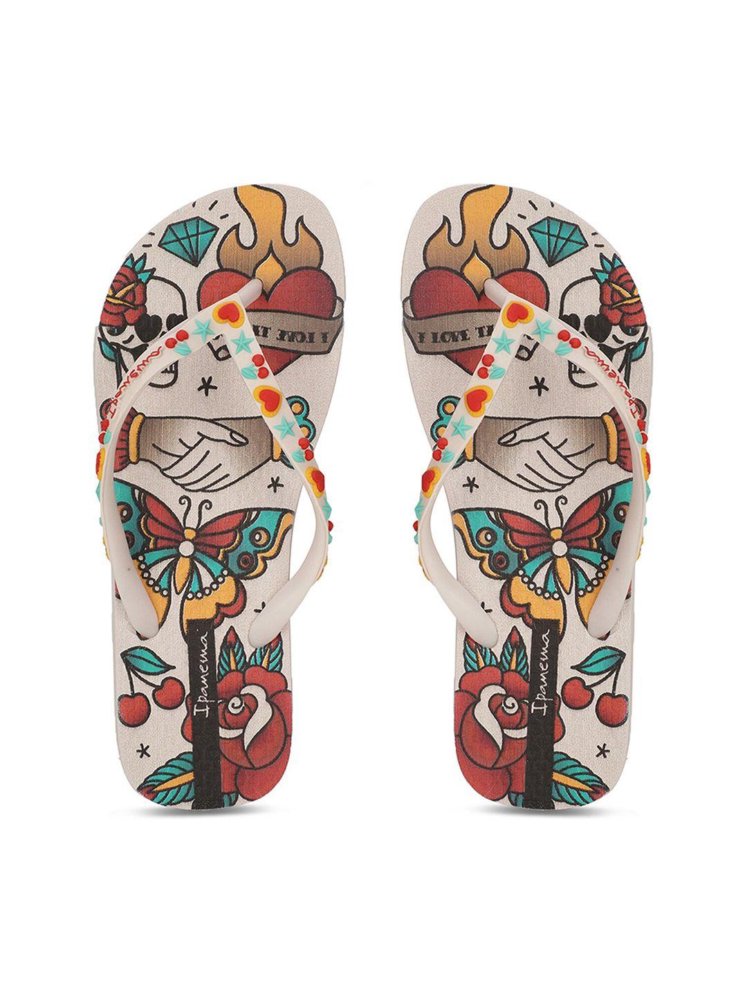 ipanema women white & red printed thong flip-flops