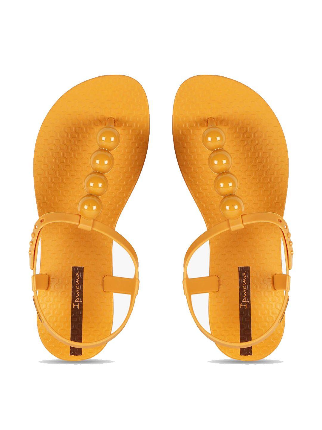 ipanema women yellow textured open toe flats