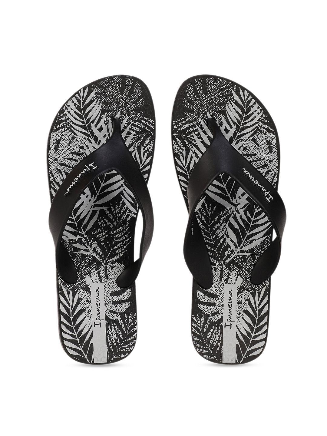 ipanema men black & off-white printed thong flip-flops