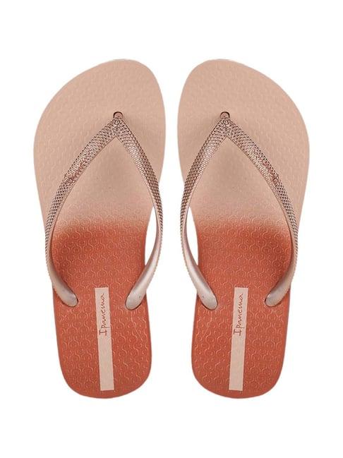 ipanema women's blush fem metalic pink flip flops