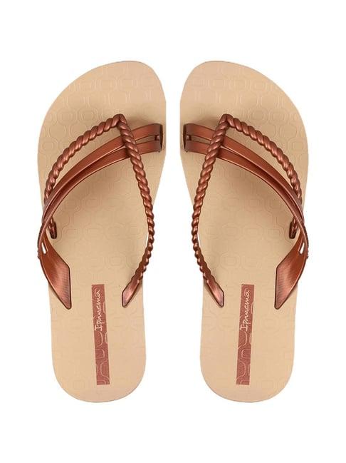 ipanema women's like copper & beige flip flops