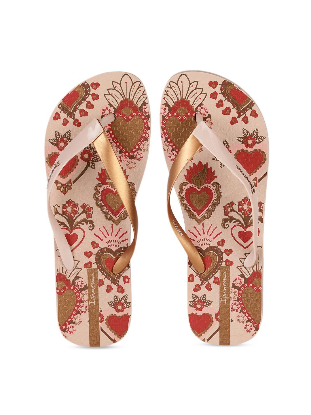 ipanema women beige & red printed thong flip-flops