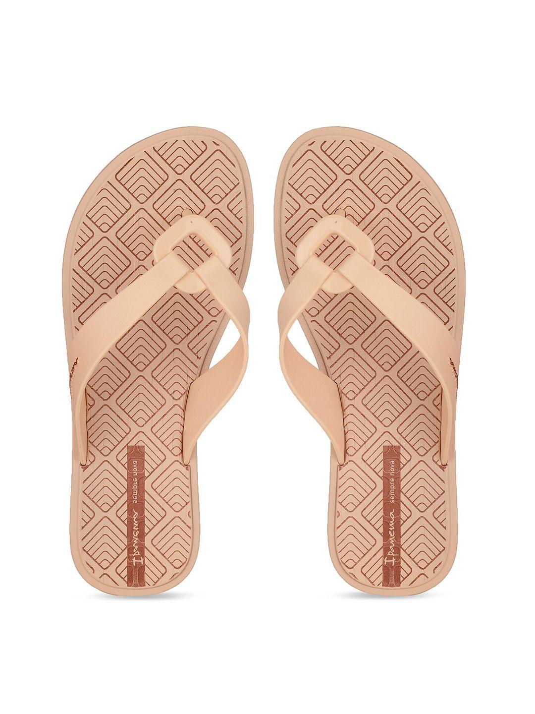 ipanema women beige printed thong flip-flops