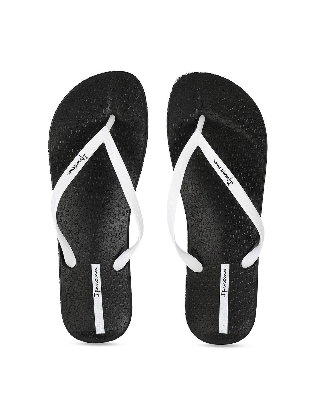 ipanema women black & white solid thong flip-flops