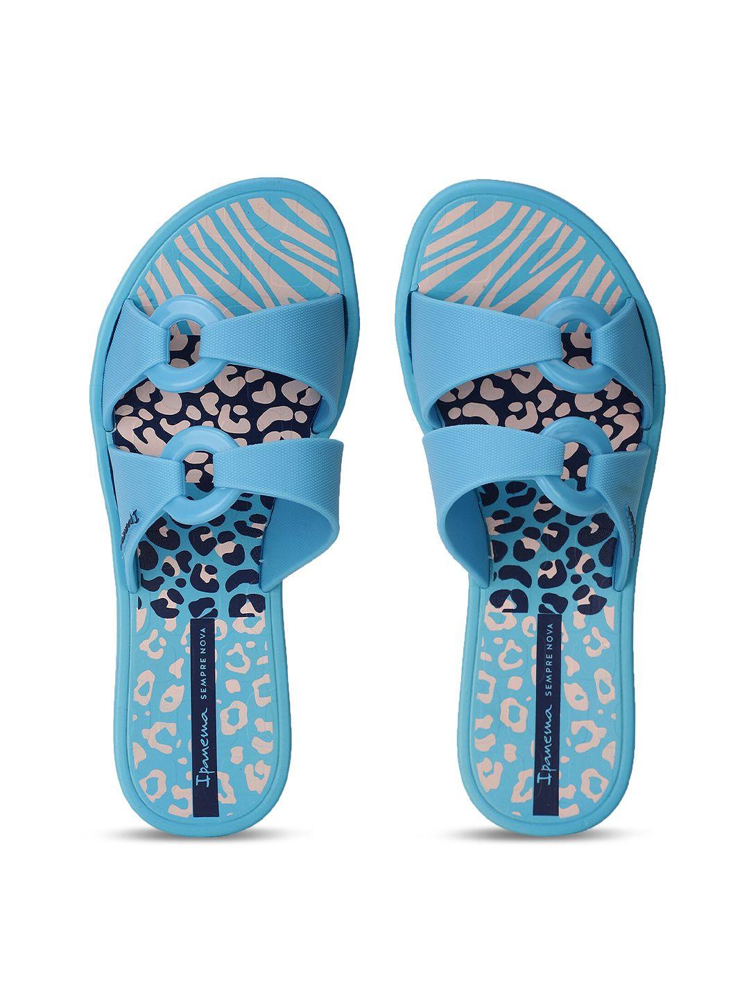 ipanema women blue printed open toe flats