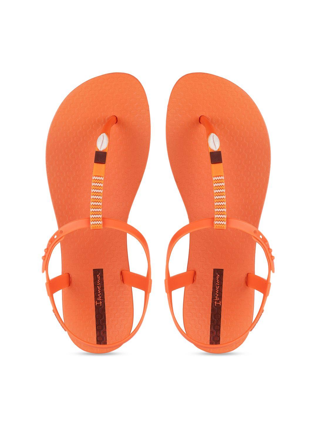 ipanema women orange embellished t-strap flats