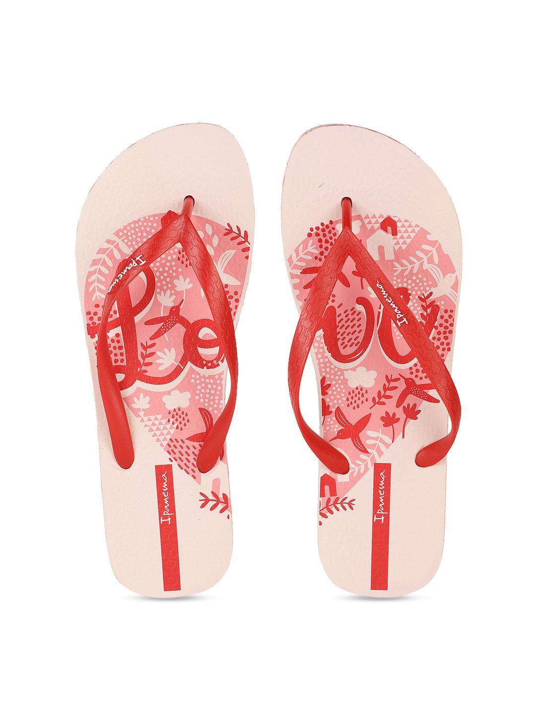 ipanema women red & off-white printed thong flip-flops