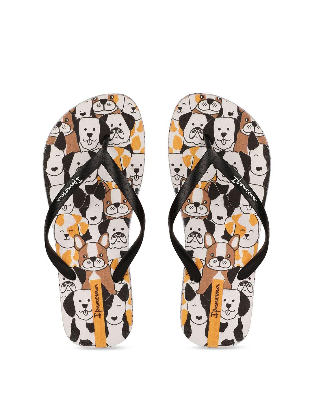 ipanema women white & black printed room slippers
