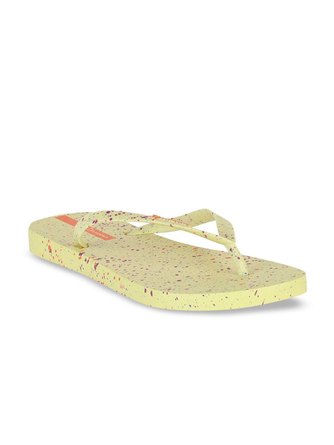 ipanema women yellow & purple printed thong flip-flops