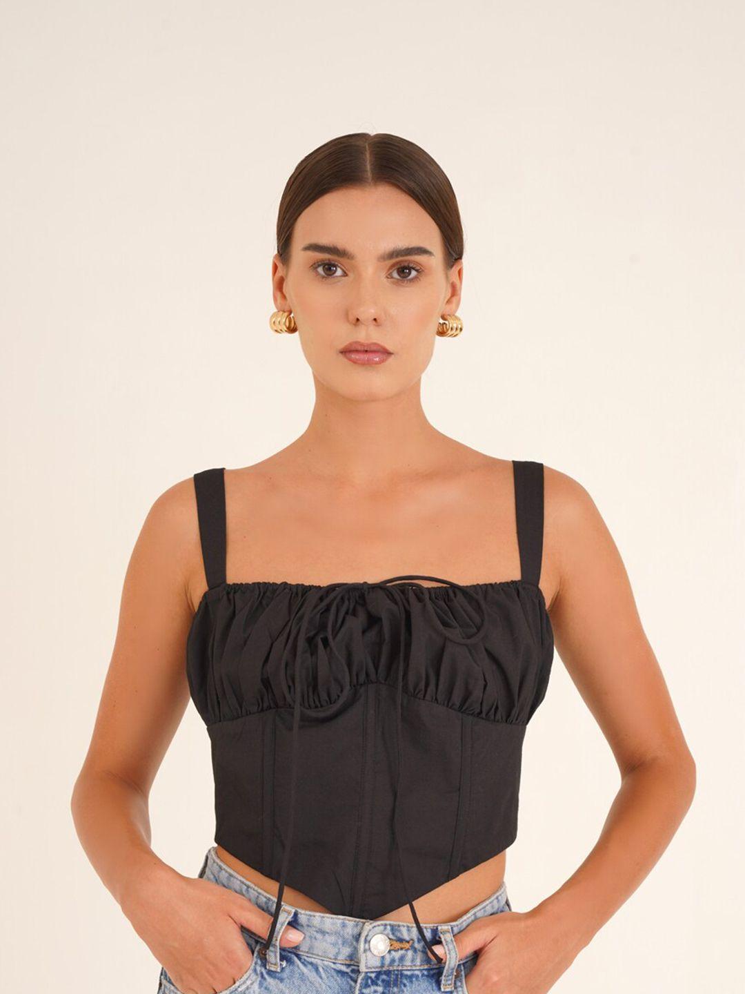 ipso facto shoulder strap cotton crop fitted top