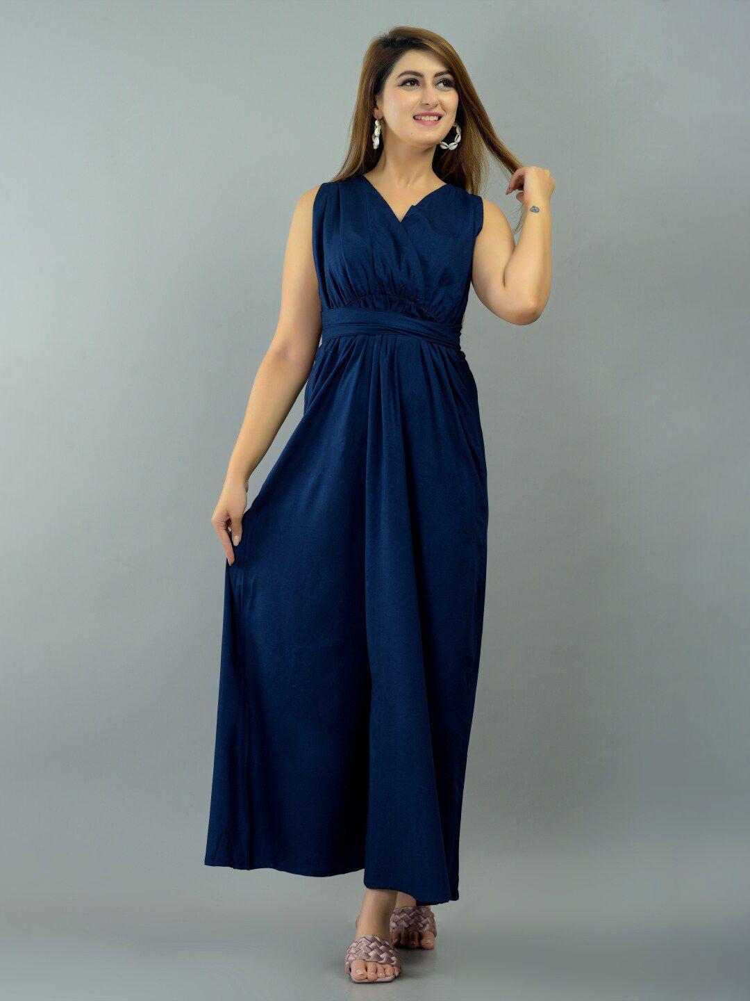 iqraar blue maxi wrap dress