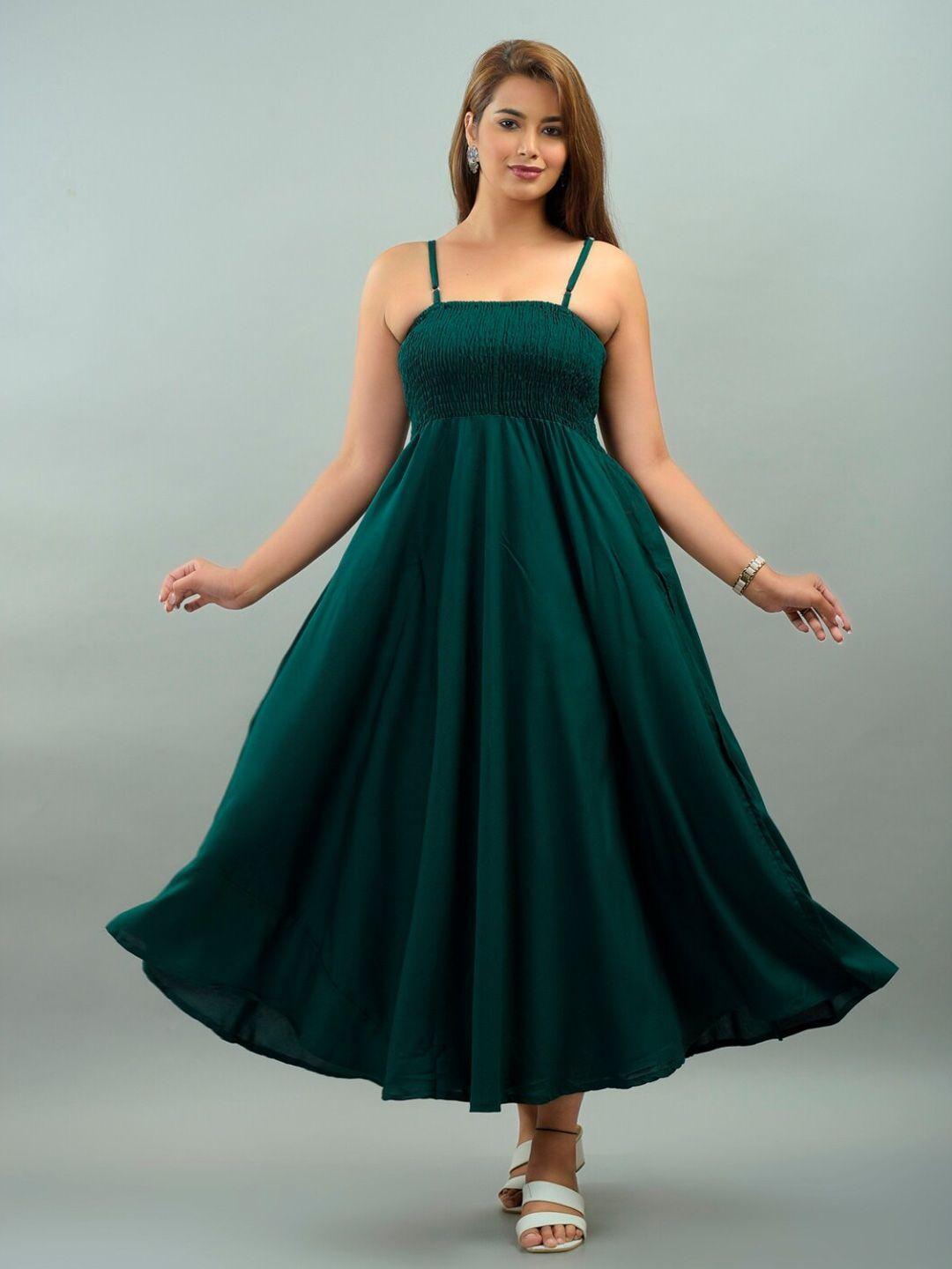 iqraar green empire maxi dress