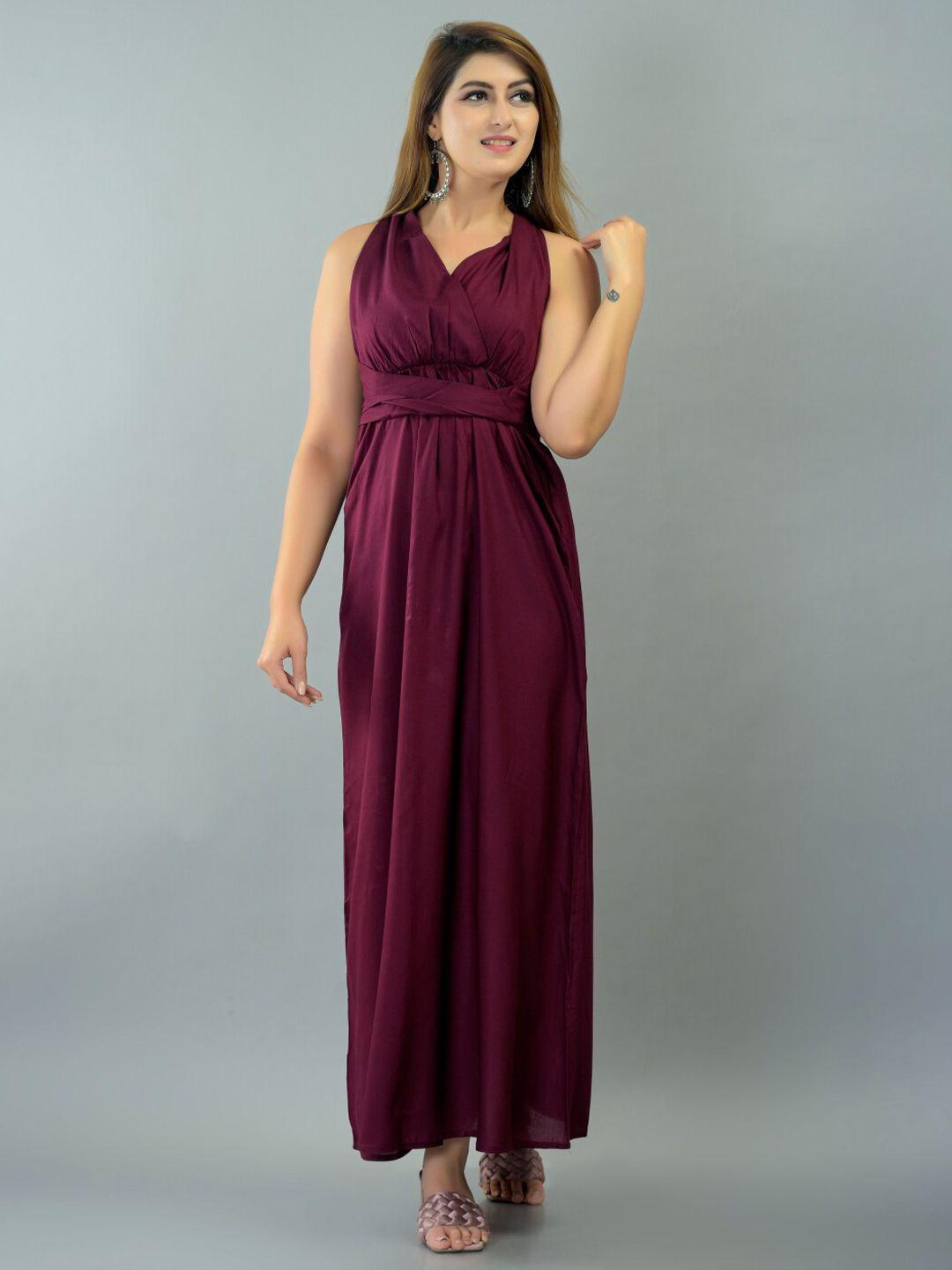 iqraar purple maxi wrap dress