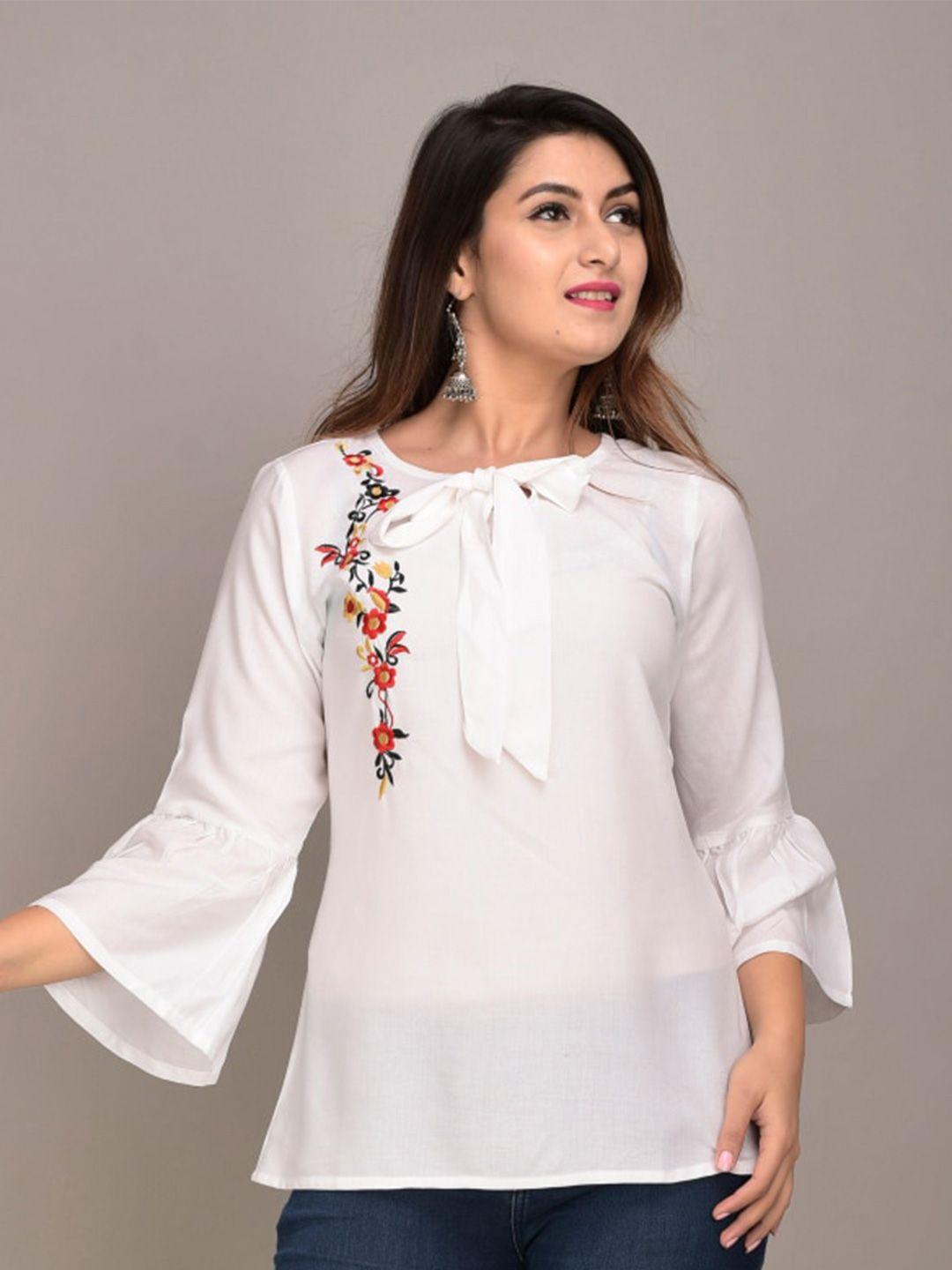 iqraar white floral top