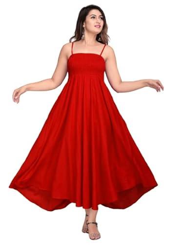 iqraar women's rayon a-line western gown for girl/women/ladies (red)
