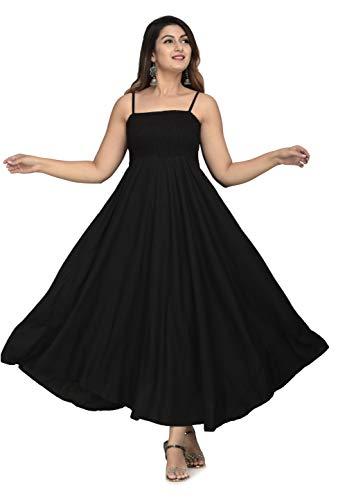 iqraar women rayon a-line western gown for girl/women/ladies(black)