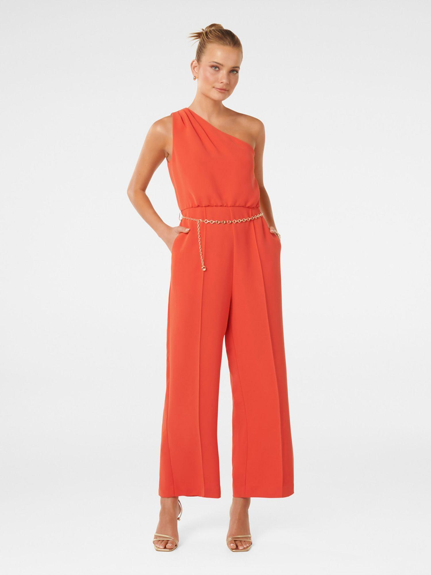 irena one shoulder jumpsuit with belt (set of 2)