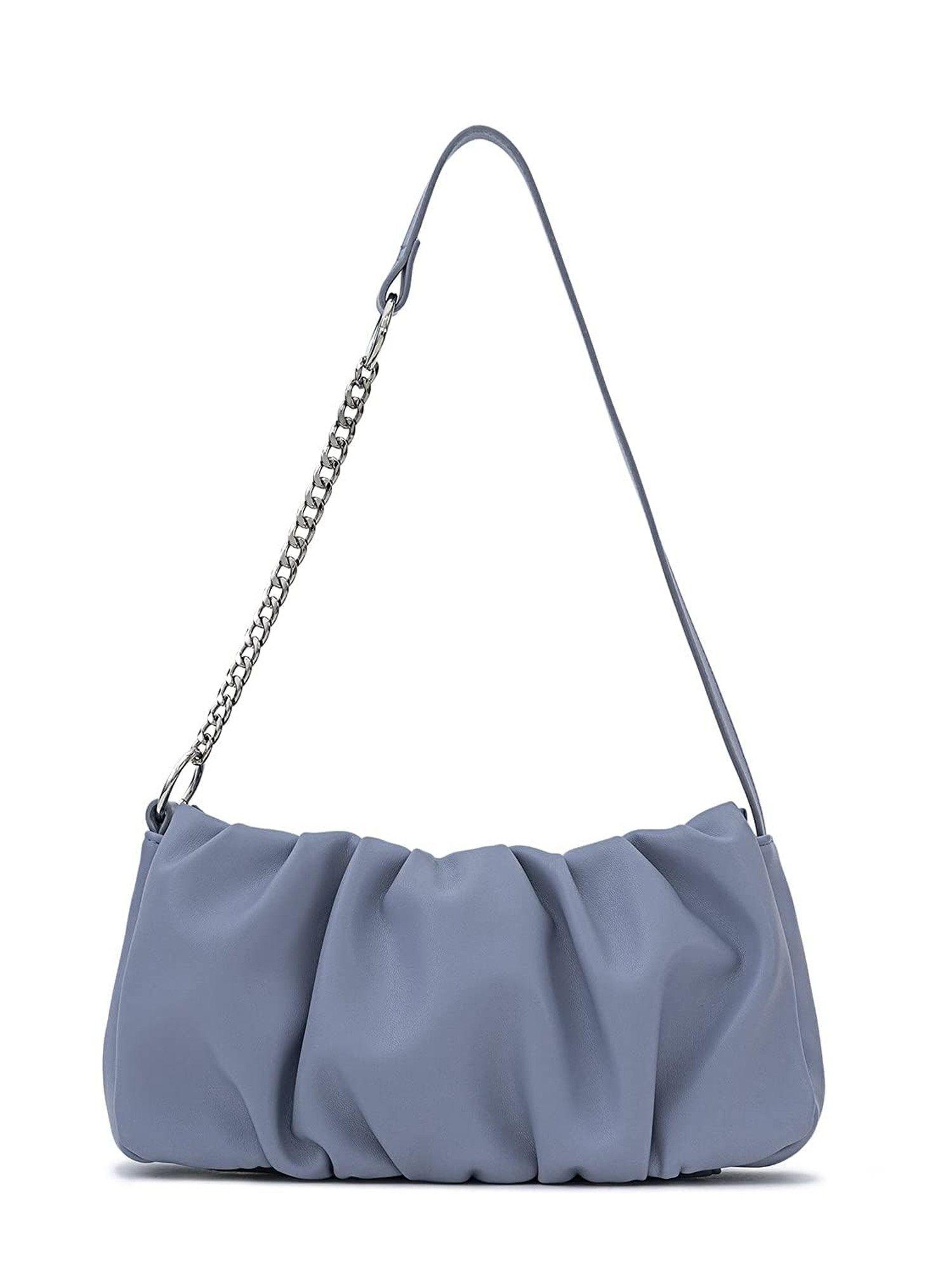 irene soft-gathered shoulder bag for women - blue