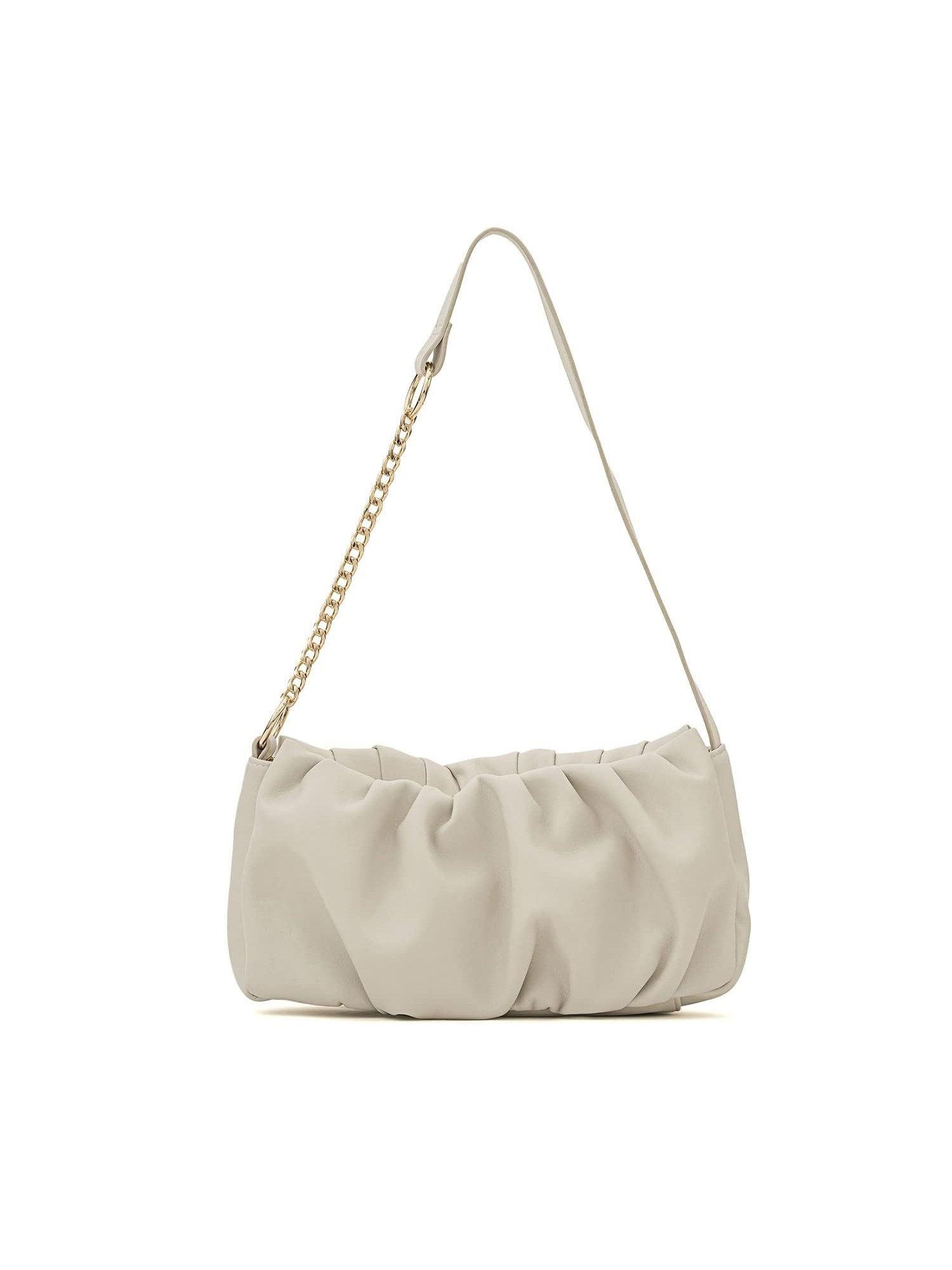 irene soft-gathered shoulder bag for women - cream