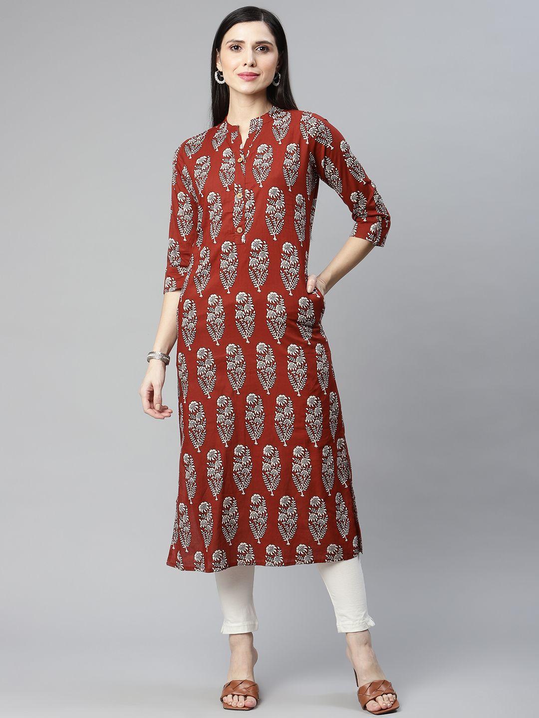 iridaa jaipur maroon ethnic motifs printed kurta