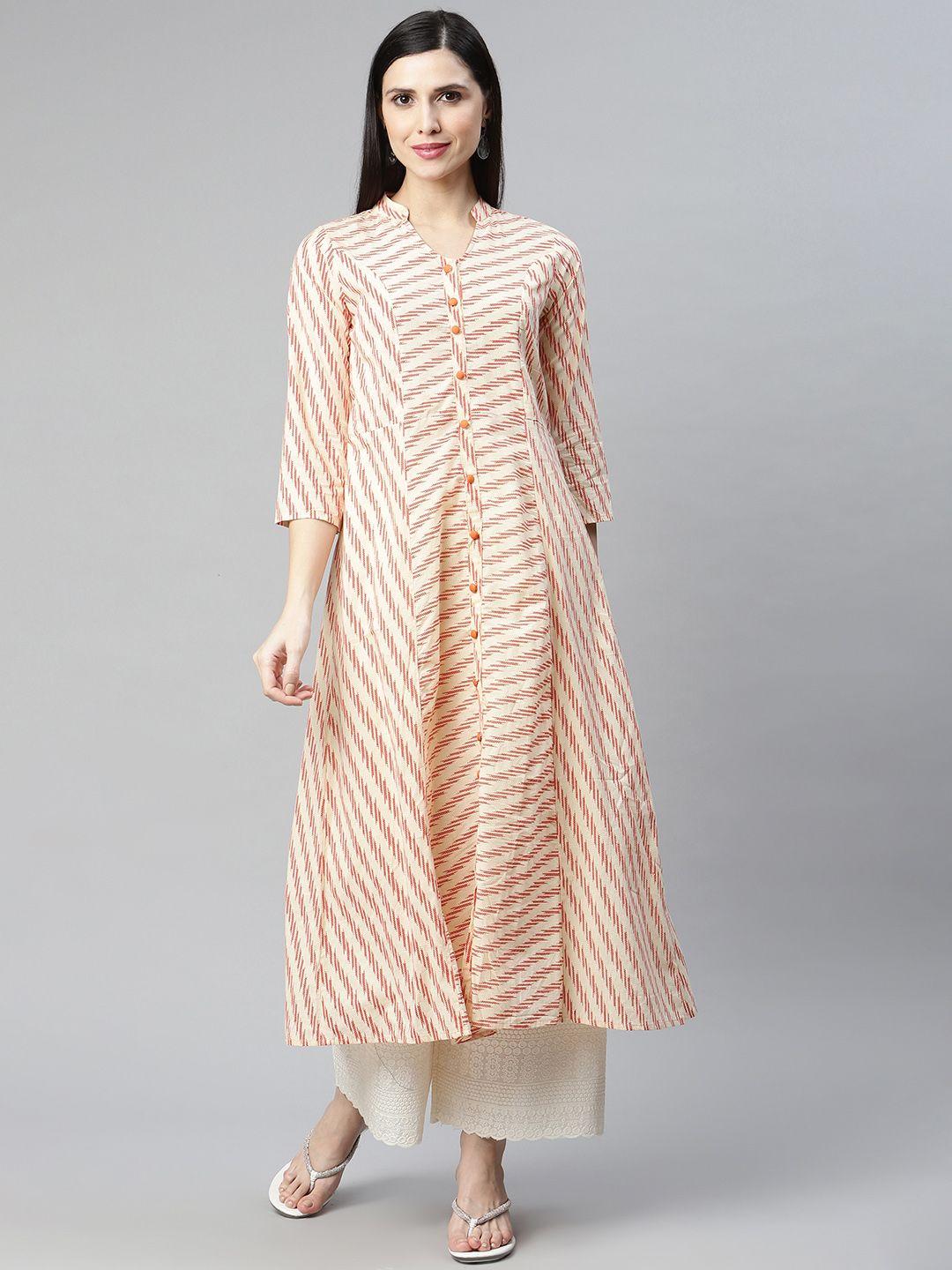 iridaa jaipur orange printed a-line kurta