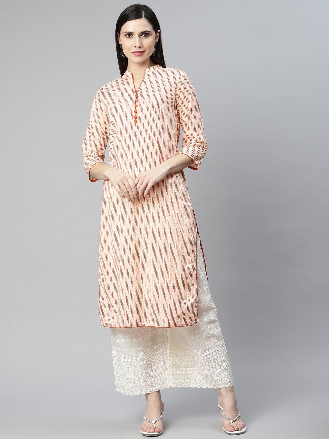 iridaa jaipur orange printed kurta