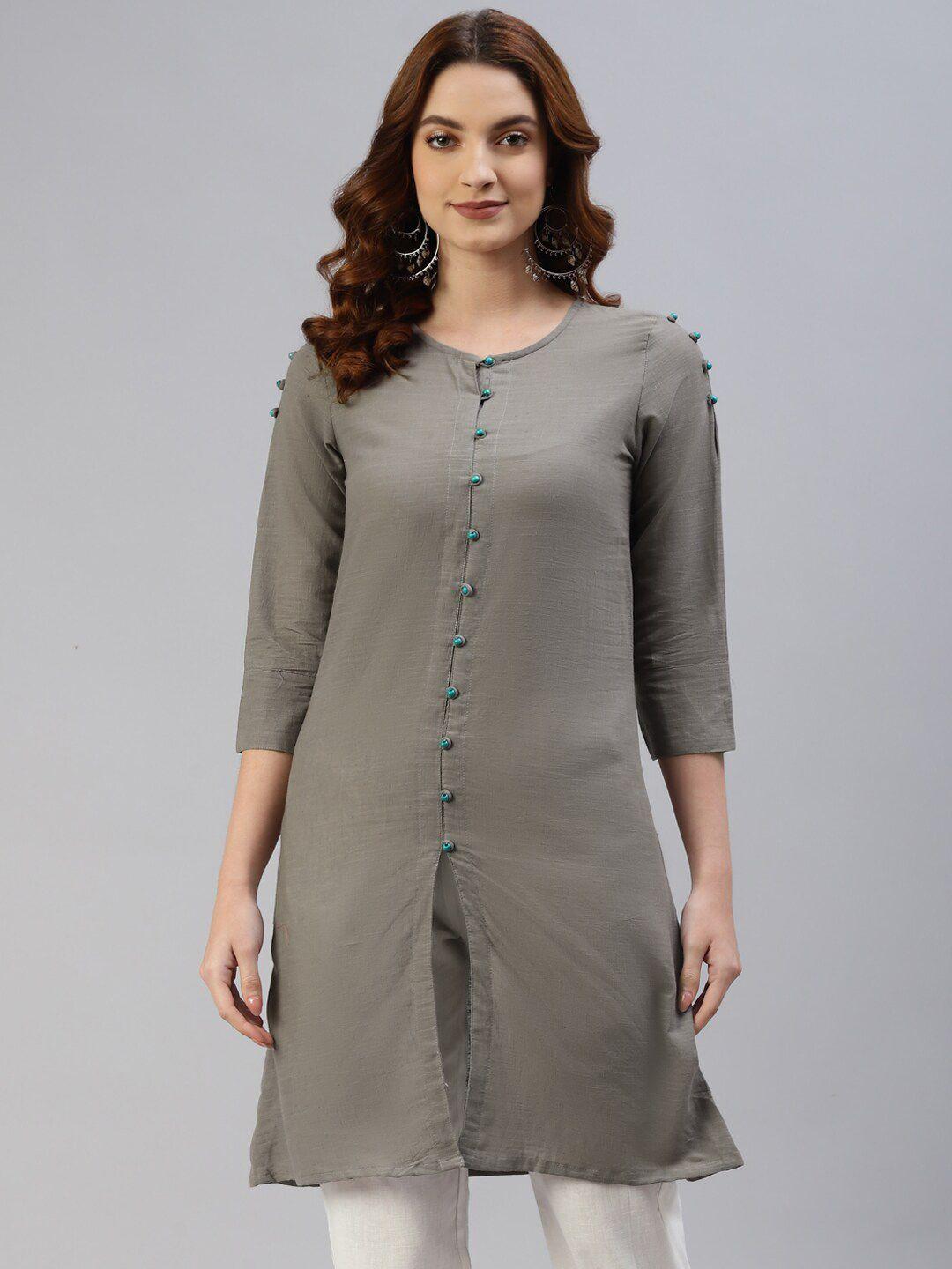 iridaa jaipur women grey solid kurta