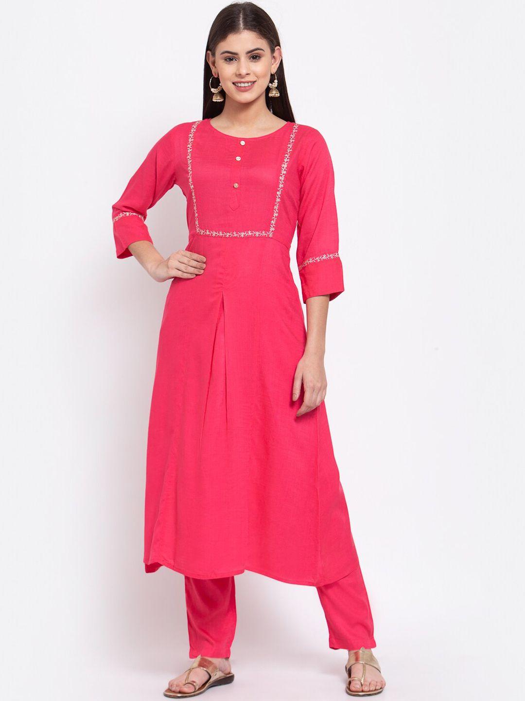 iridaa jaipur women pink kurti with churidar