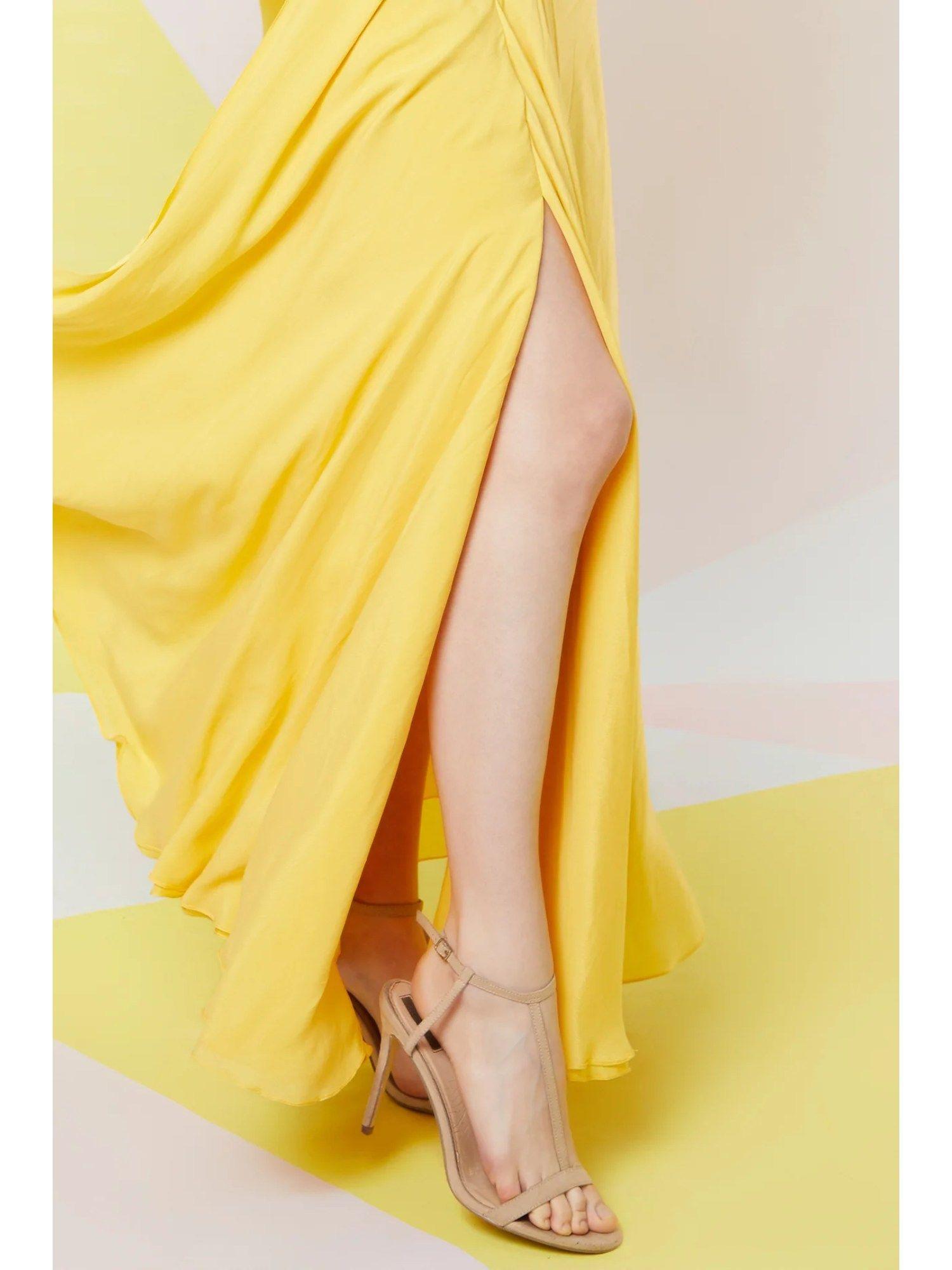 irish yellow draped skirt