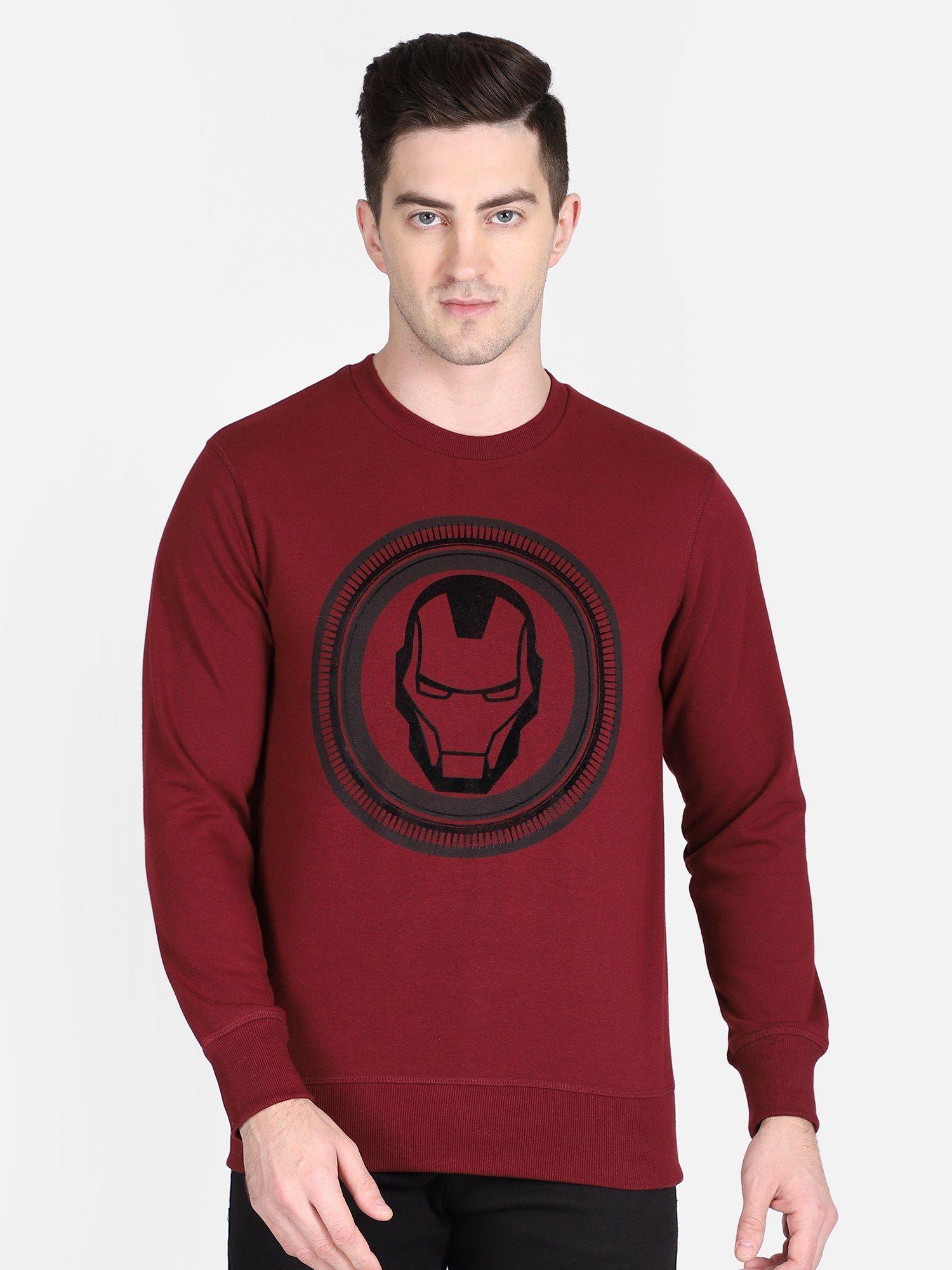 iron man featured maroon sweatshirt for men