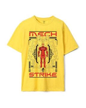 iron man print loose fit crew-neck t-shirt