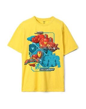 iron-man print loose fit crew-neck t-shirt