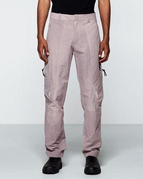 irregular dye flat-front trousers