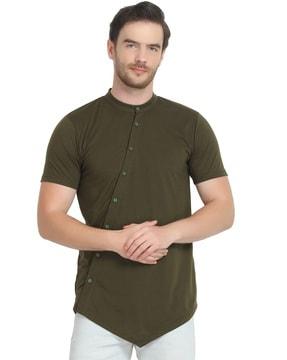 irregular side button short sleeve t-shirt