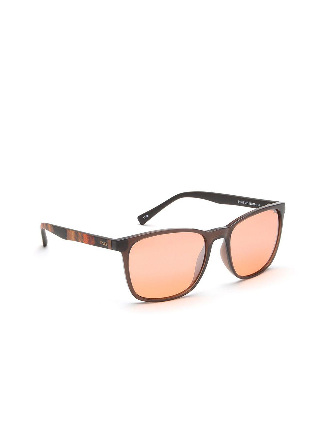 irus by idee men orange lens & brown square sunglasses irs1039c2sg-brown