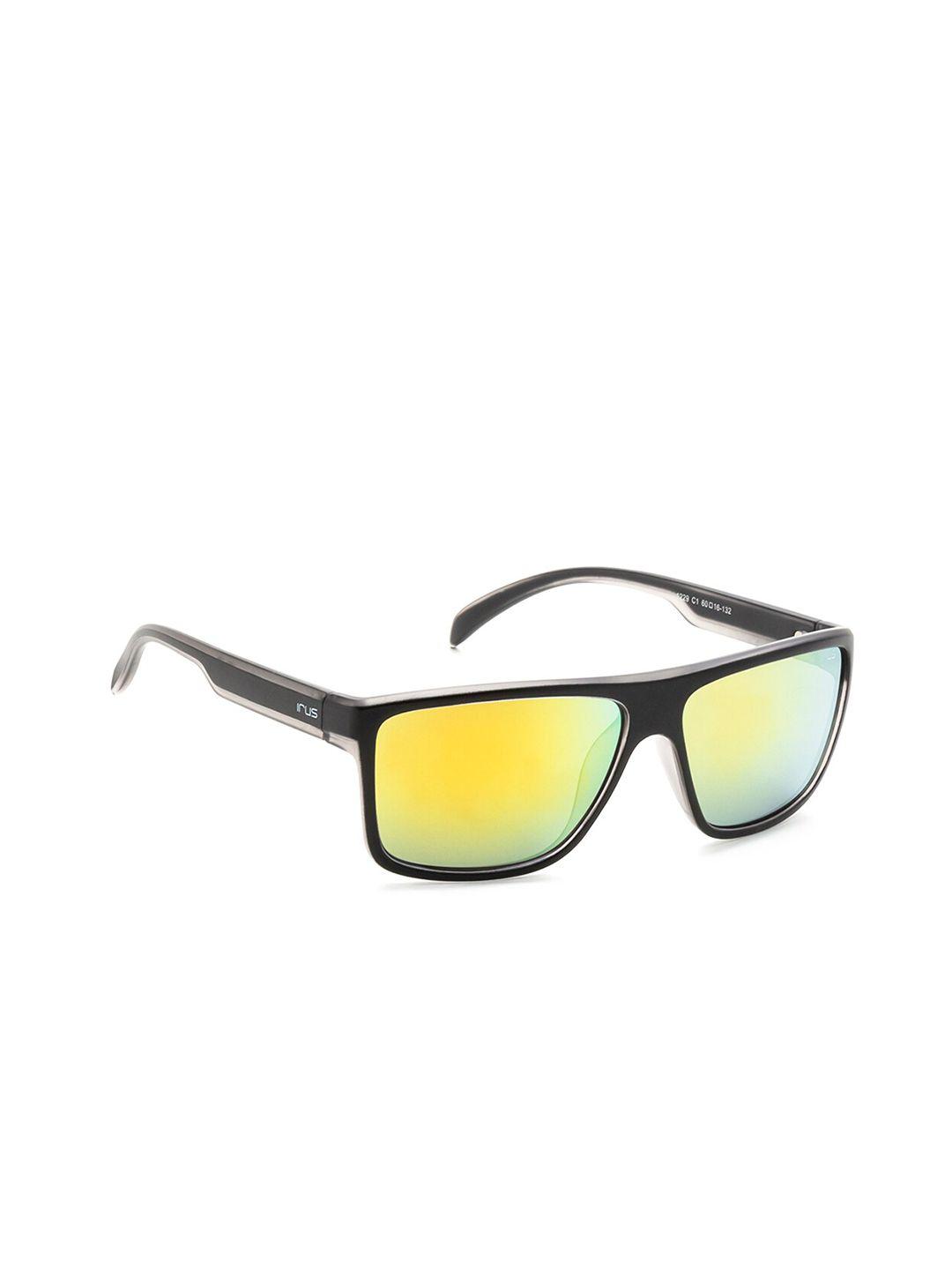 irus by idee men yellow lens & black square sunglasses with uv protected lens irs1229c1sg