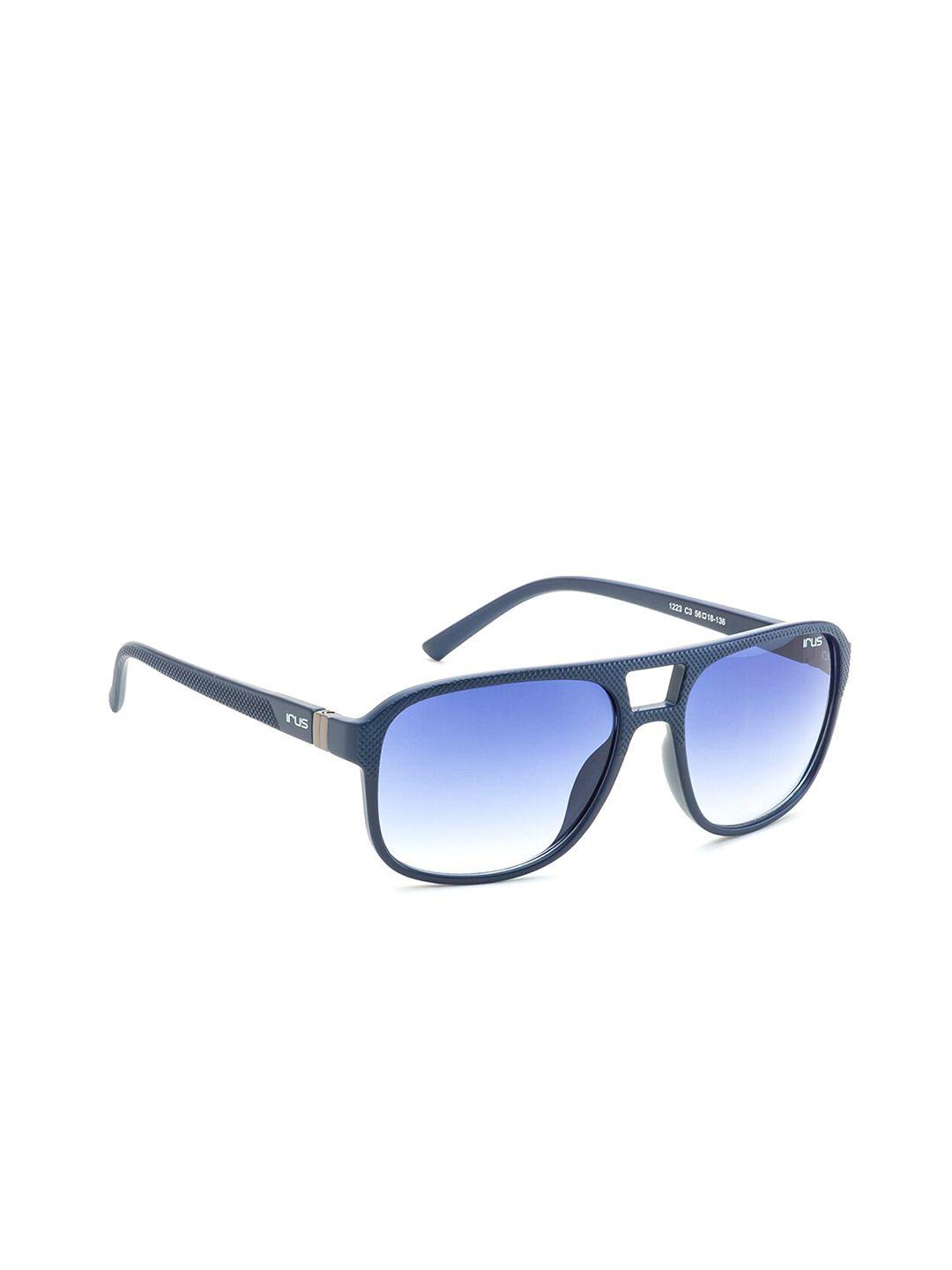 irus by idee men blue lens & blue square sunglasses with uv protected lens irs1223c3sg