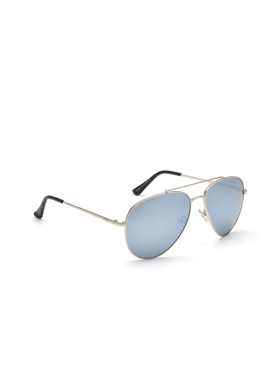 irus by idee unisex blue lens & silver-toned aviator sunglasses irs1019c8sg