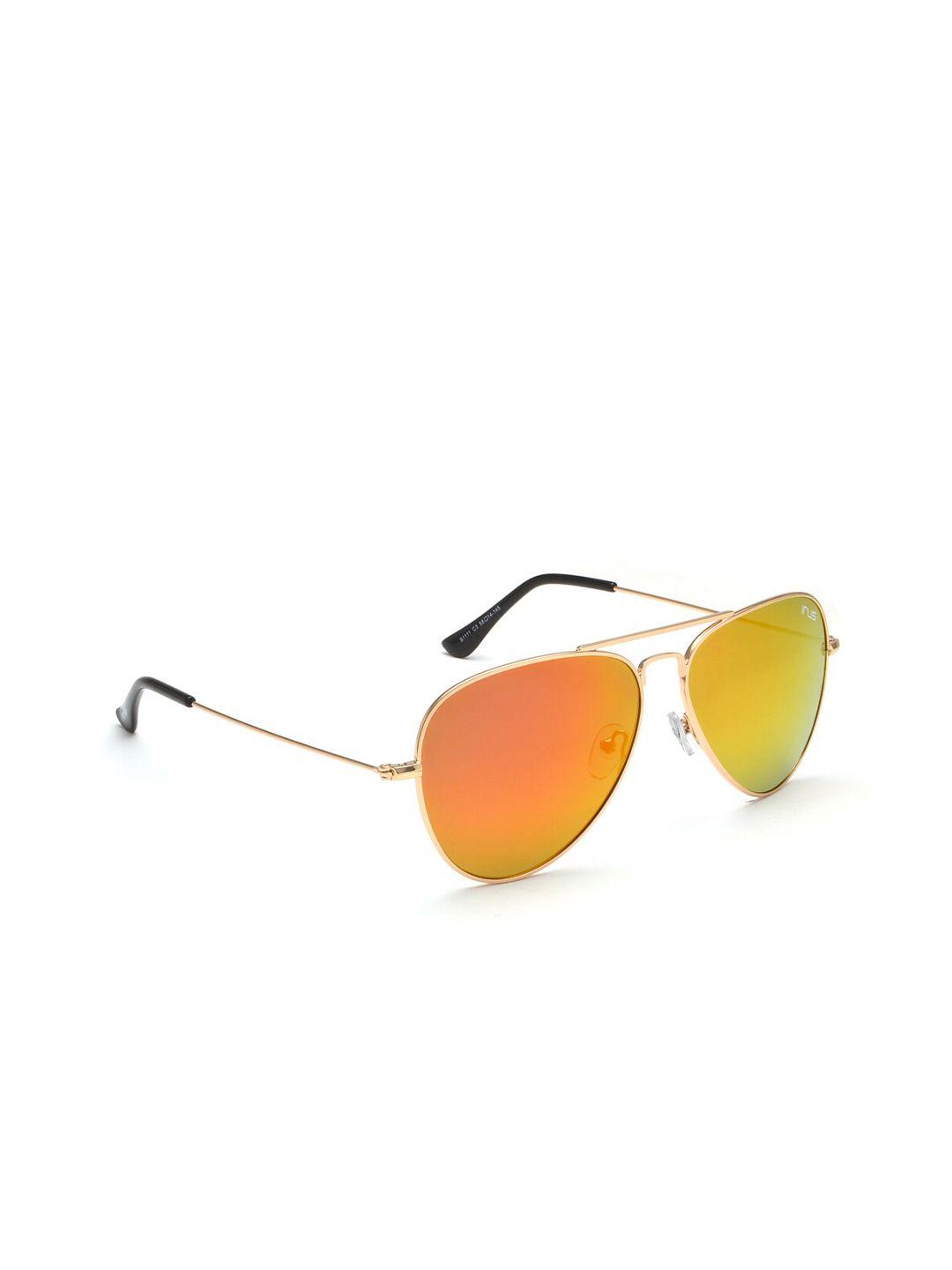 irus by idee unisex orange lens & gold-toned aviator sunglasses with uv protected lens