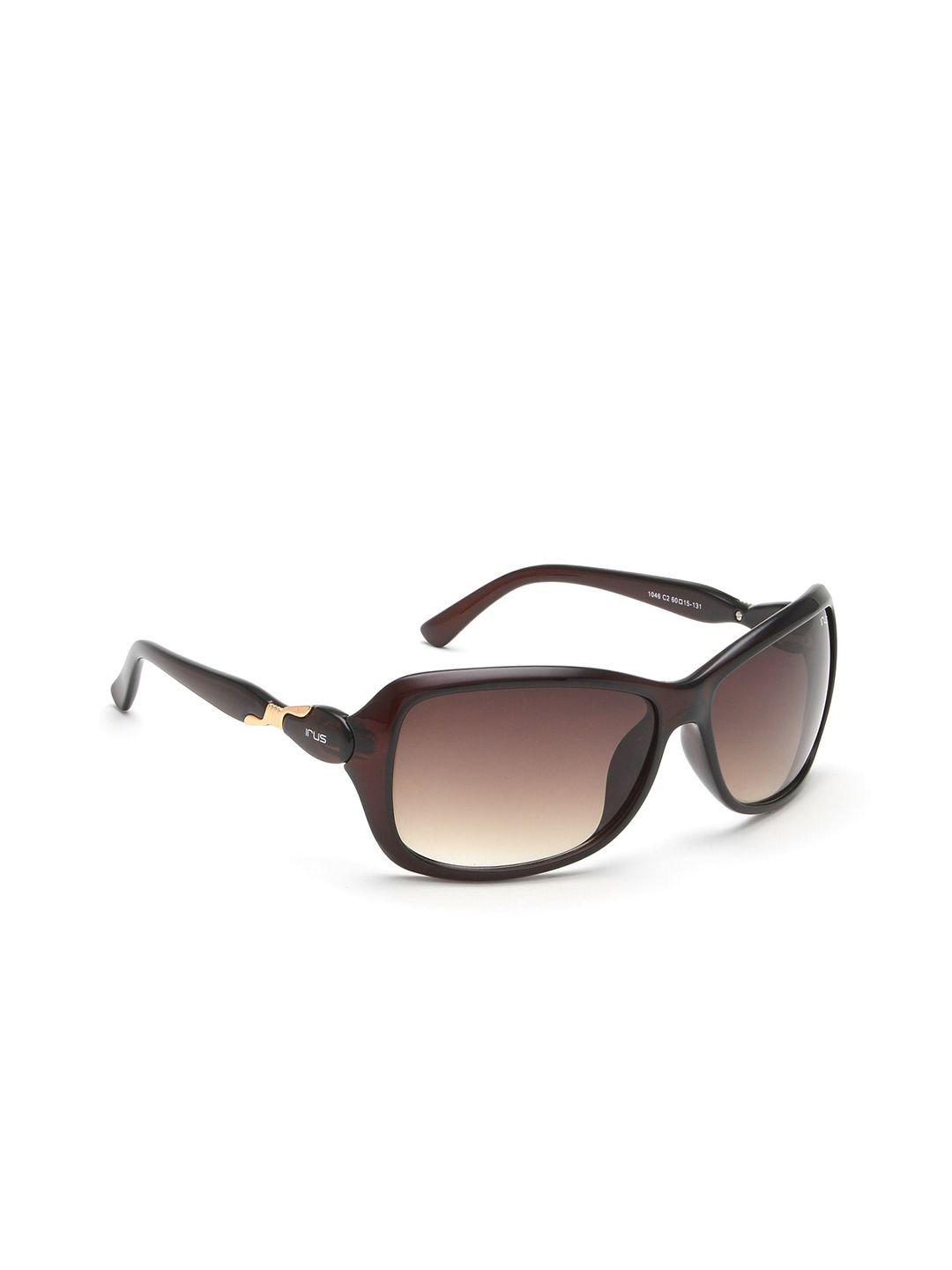 irus by idee women brown lens & brown square sunglasses irs1046c2sg-brown