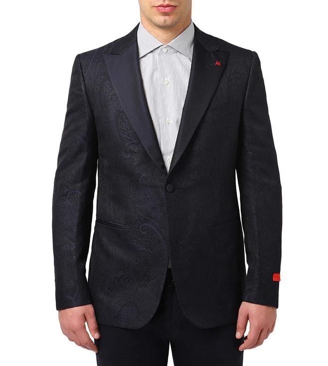 isaia blue contemporary fit jacquard gregory tuxedo blazer