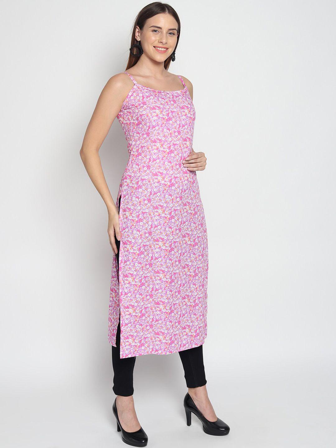 isam floral printed sleeveless cotton kurta